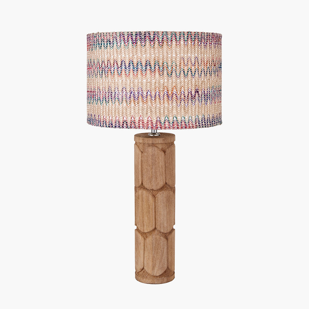 Aurelia Embossed Natural Wood Tall Table Lamp - Base Only